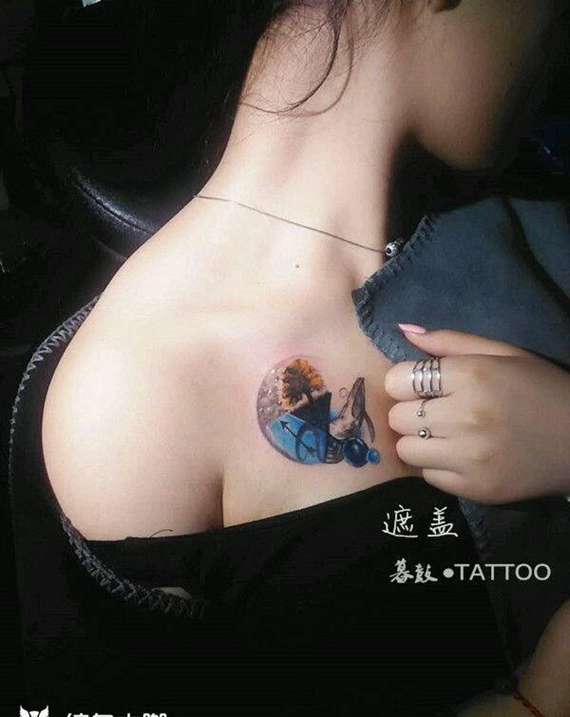 遮盖(旧纹身)纹身图片_胸部清新原创成品纹身图案