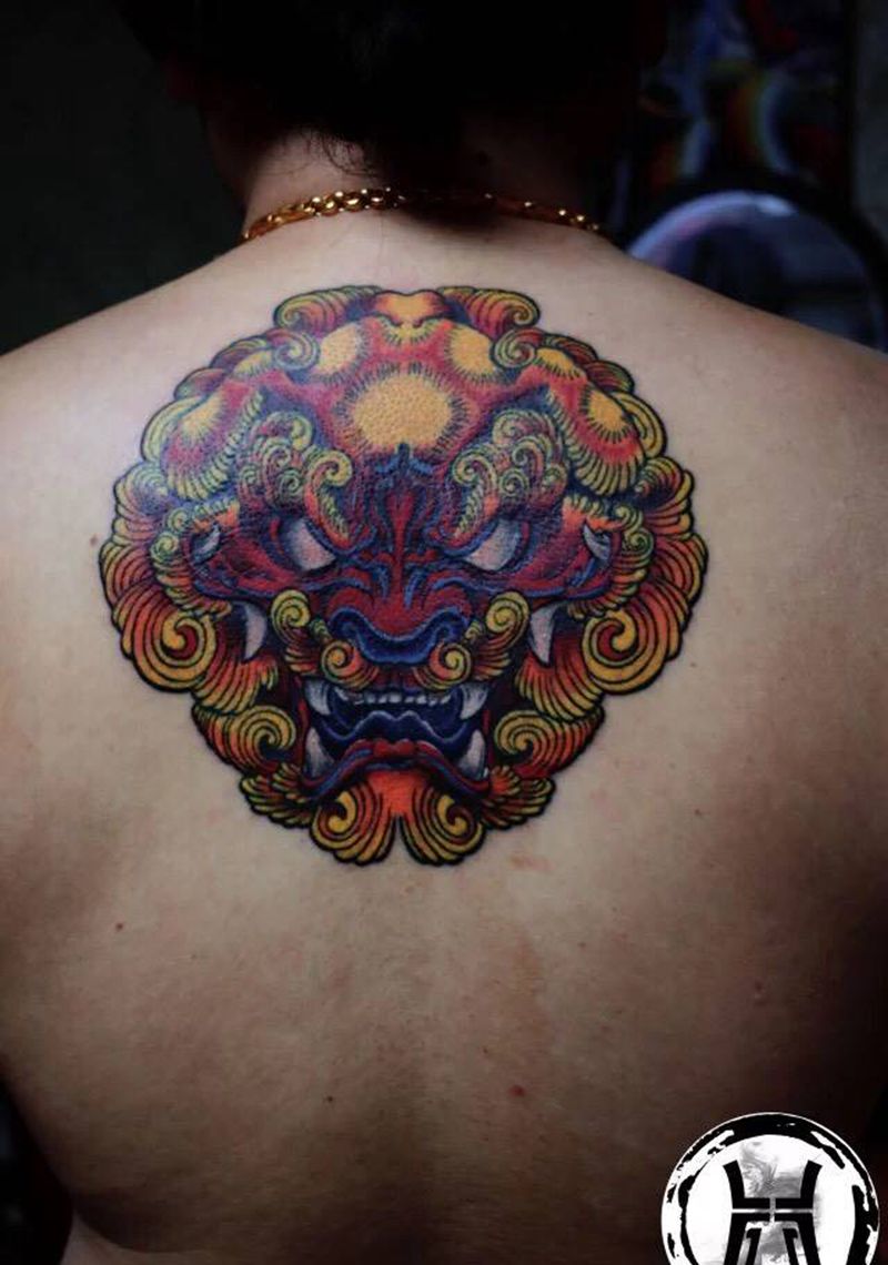 唐狮子纹身图片