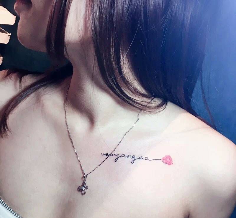 小清新系列纹身图片_肩部胸部欧美几何字符图腾成品纹身图案