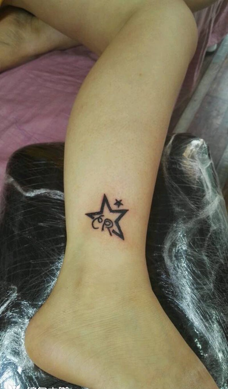 小清新系列纹身图片_腿部脚部欧美字符图腾成品纹身图案