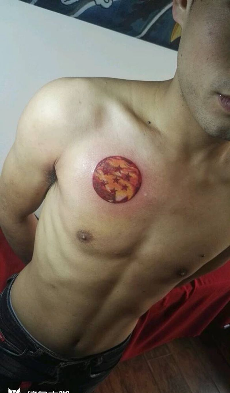 龙珠纹身图片_胸部欧美几何字符成品纹身图案