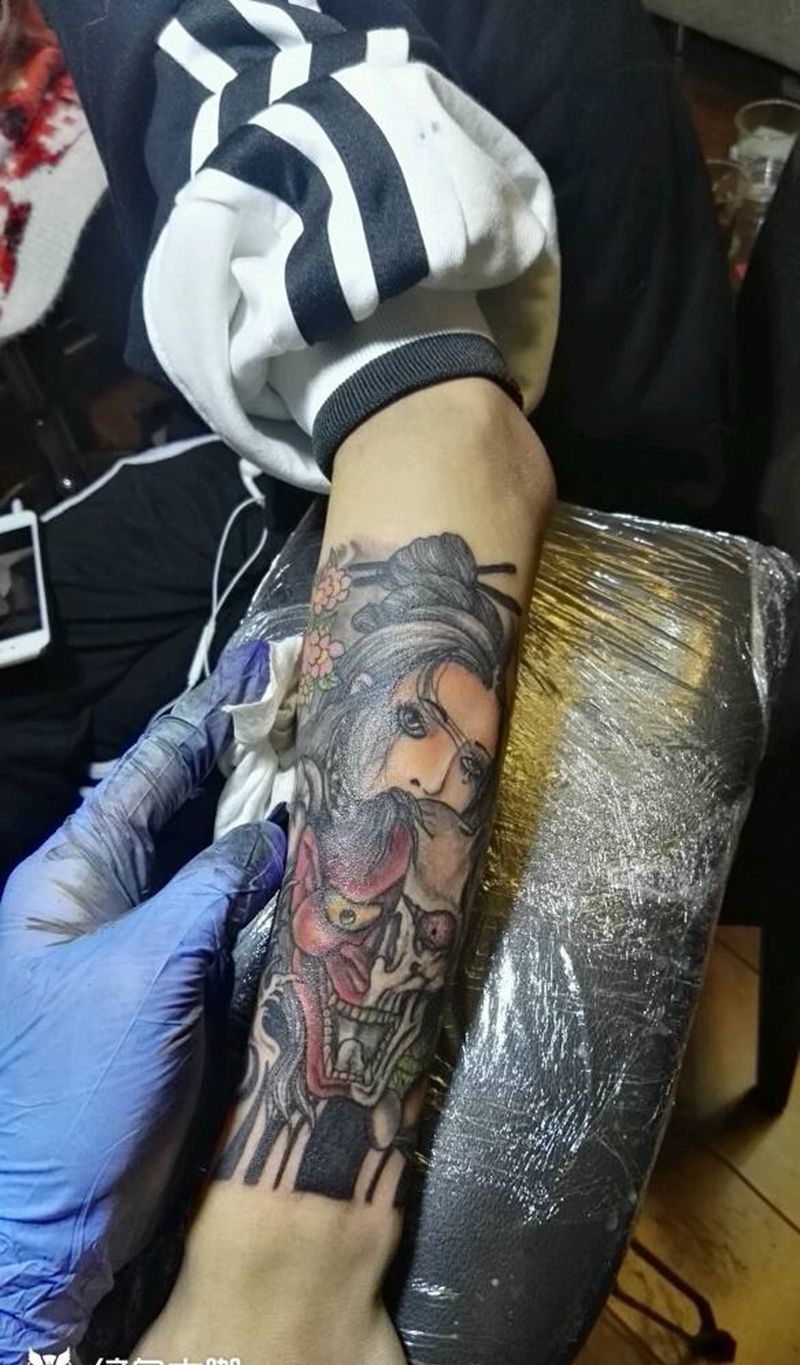 艺妓！纹身图片_手臂传统人物成品纹身图案