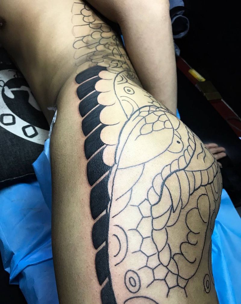 满背日式（未完）纹身图片