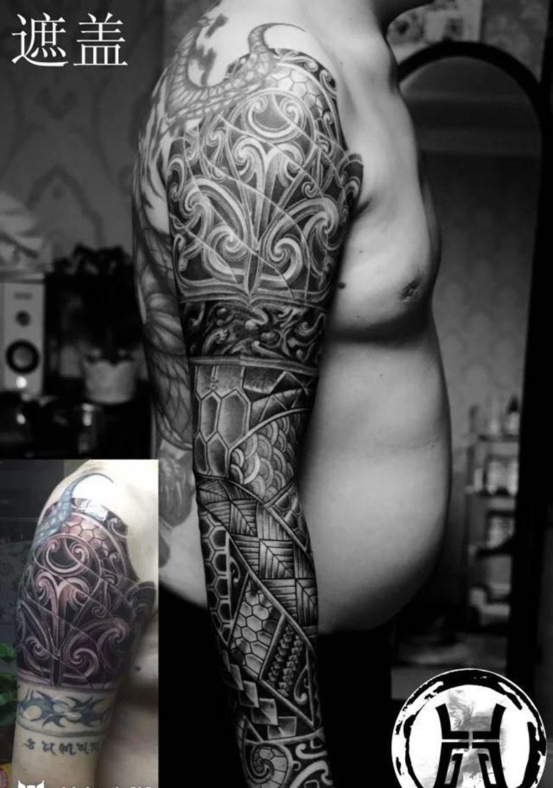 遮盖纹身图片
