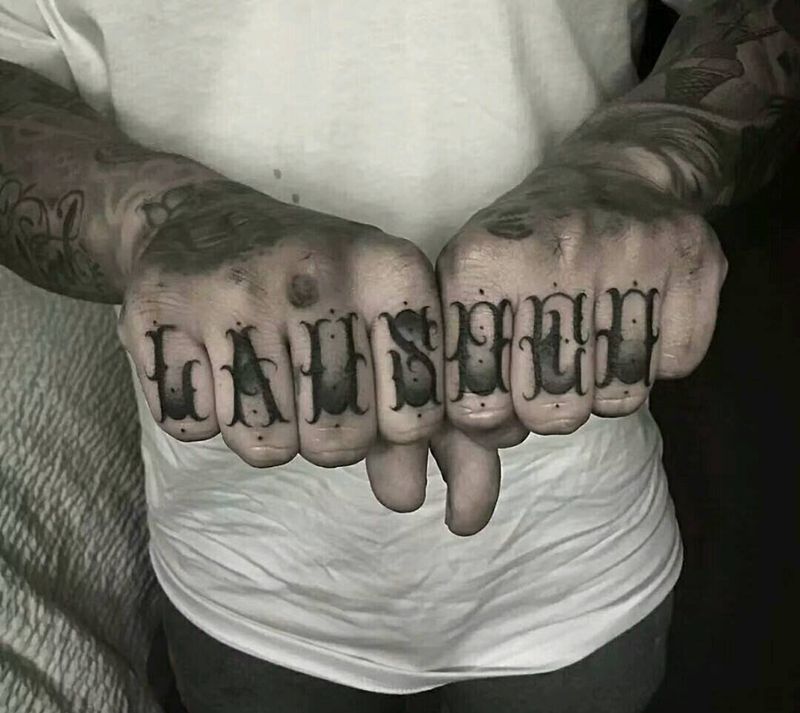 英文纹身图片_手部欧美几何字符成品纹身图案