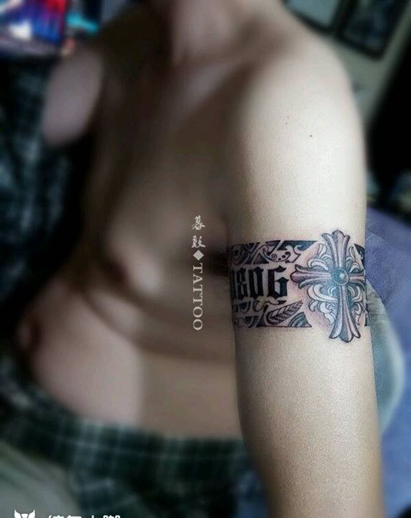 臂环~十字军花添加些东方味道纹身图片_手臂图腾原创成品纹身图案