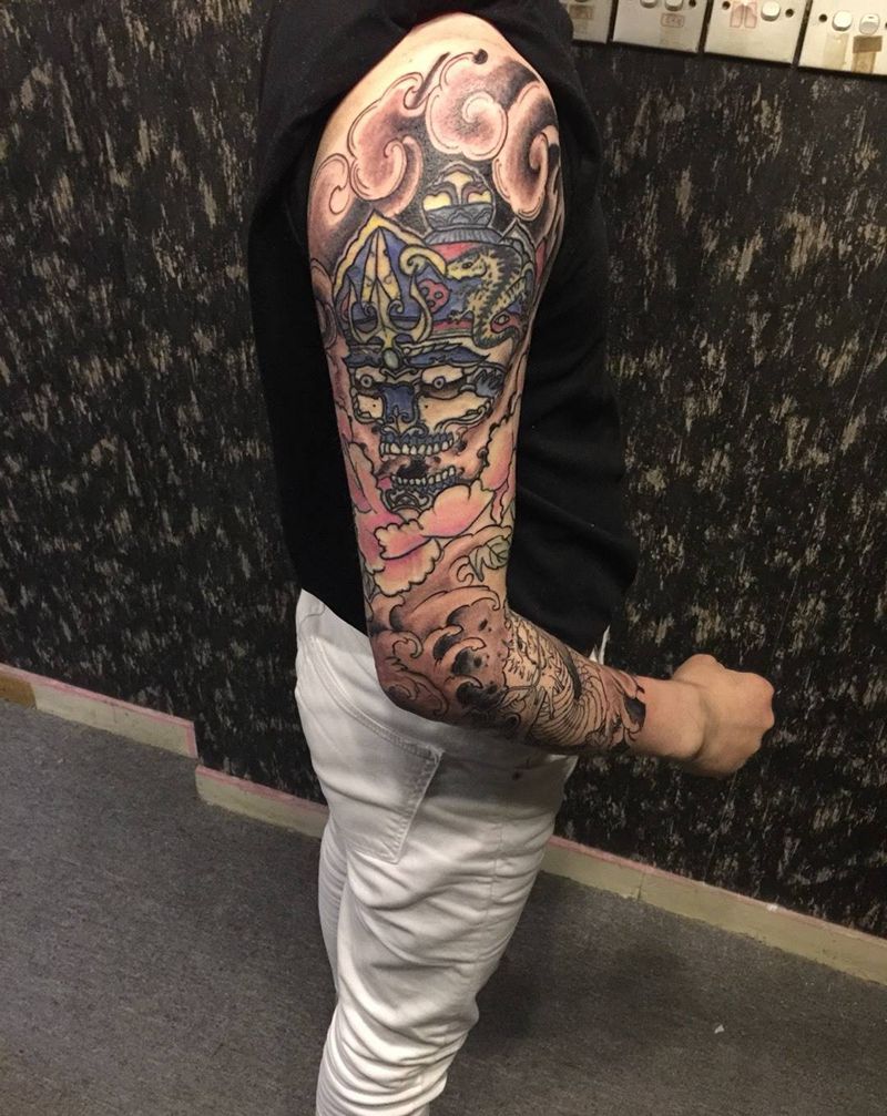 花臂未完待续纹身图片