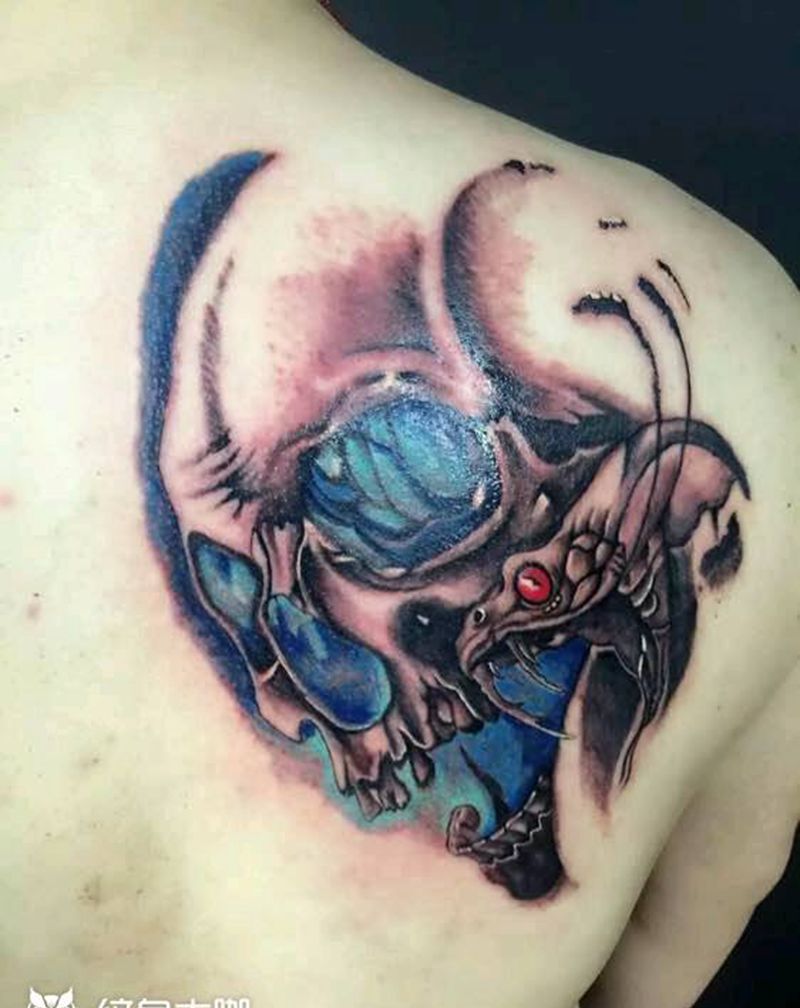 彩色骷髅纹身图片