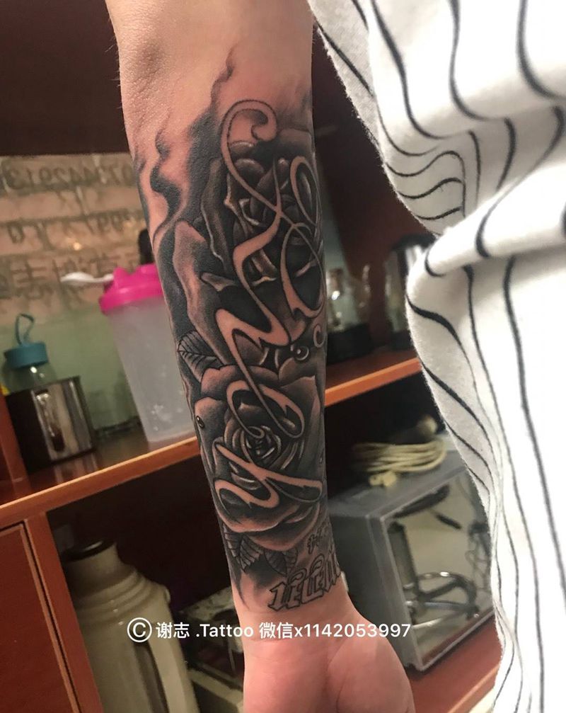 花臂添加纹身图片_成品手臂传统原创纹身图案