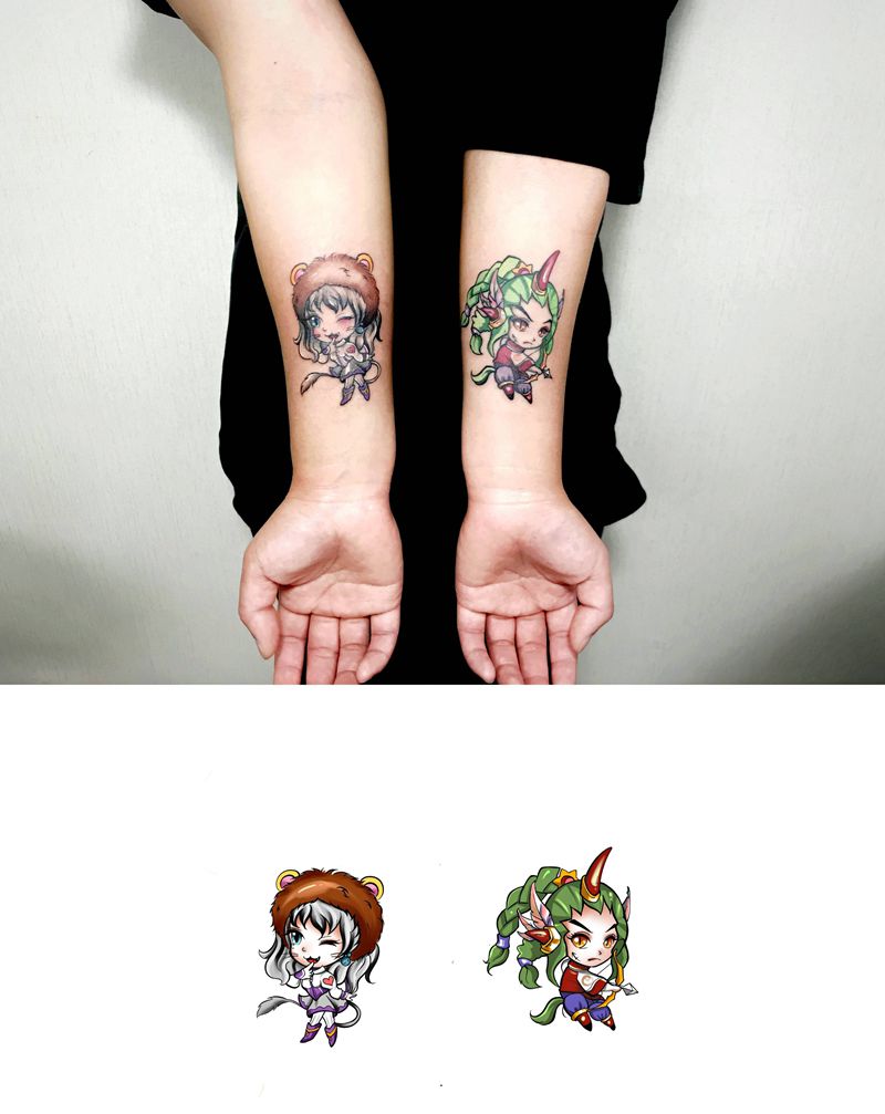 q版星座纹身纹身图片_New School纹身图案