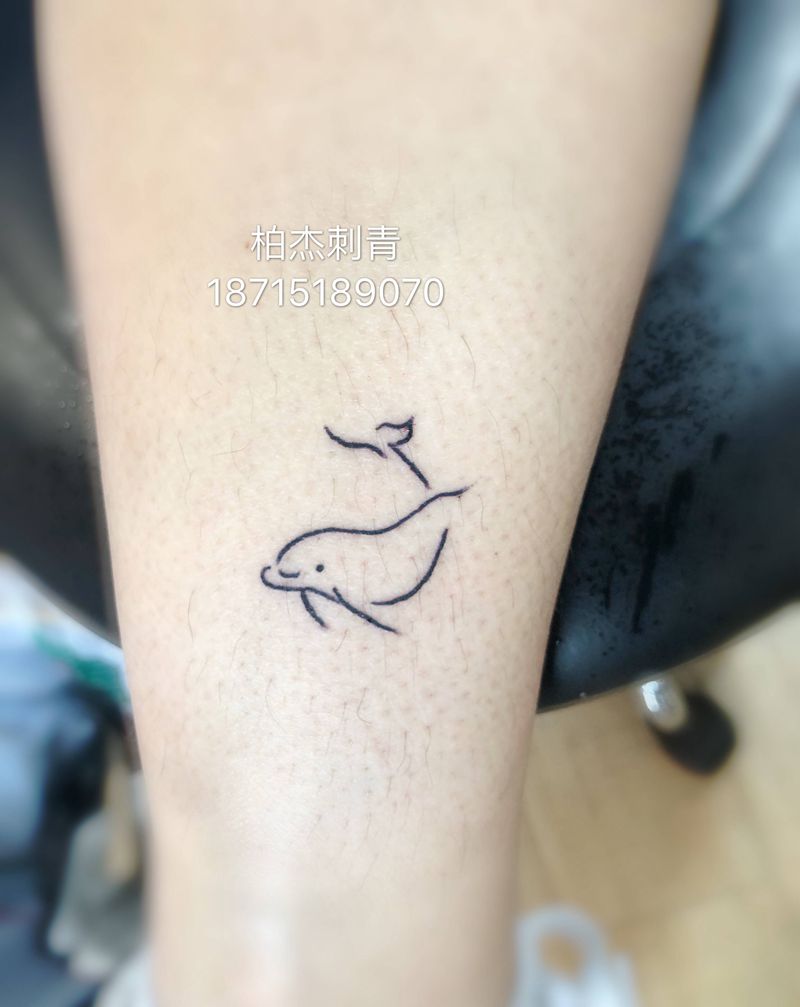 小清新纹身图片_腿部纹身图案