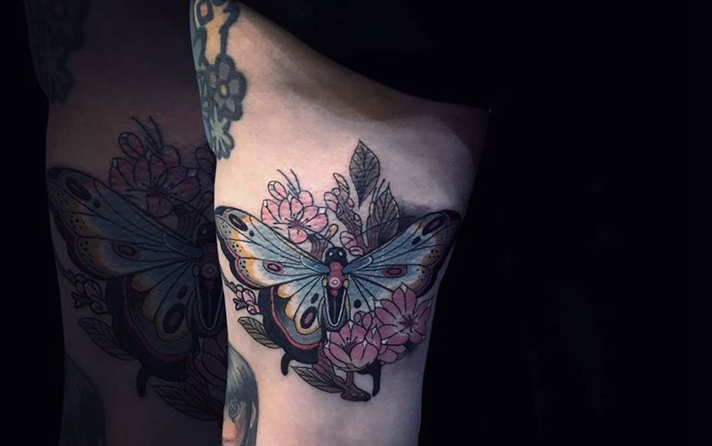 school纹身图片_腿部Old SchoolNew School纹身图案