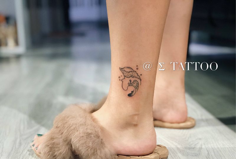 起风了纹身图片_腿部纹身图案