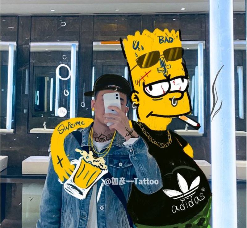 延迟开业纹身图片_New School纹身图案