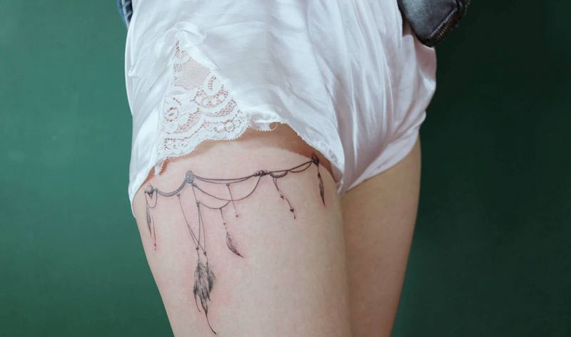 腿环纹身图片_腿部纹身图案