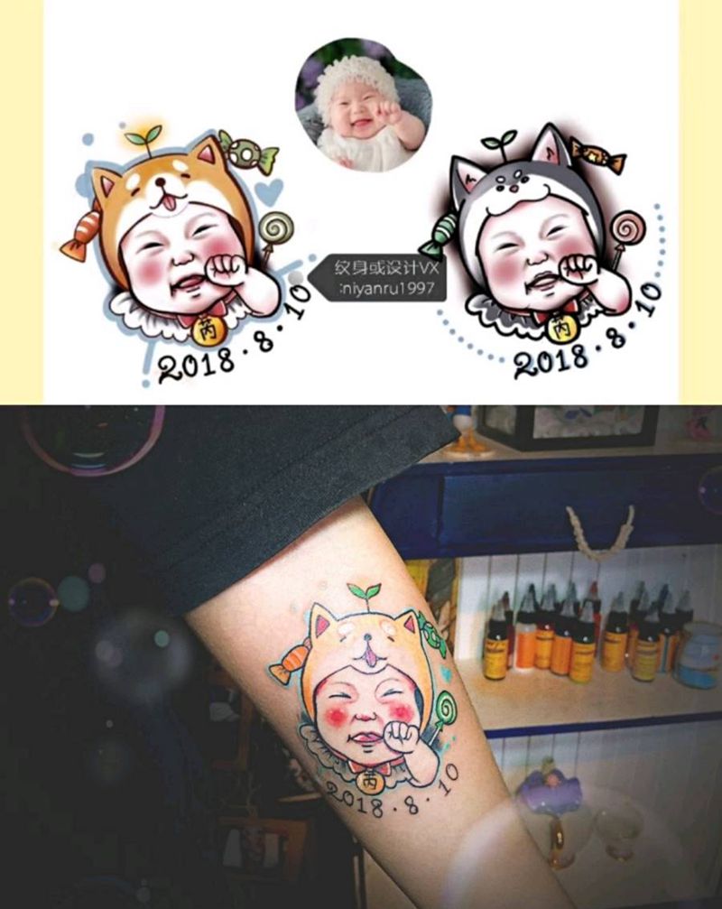宝宝纹身原创纹身图片_New School纹身图案