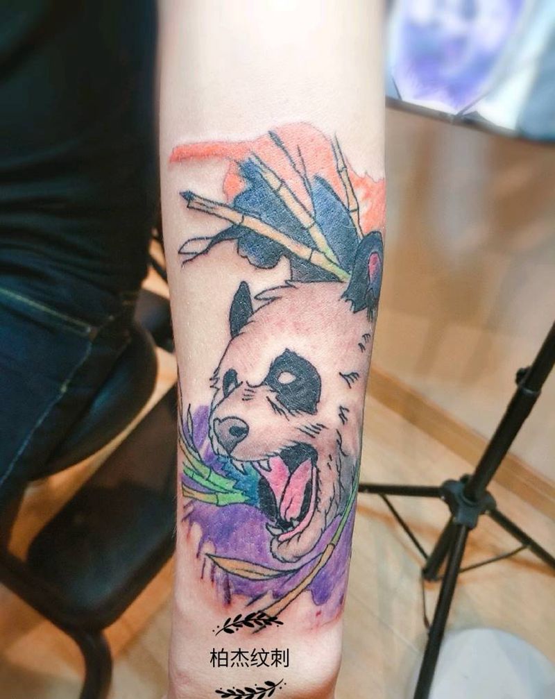 泼墨熊猫纹身图片