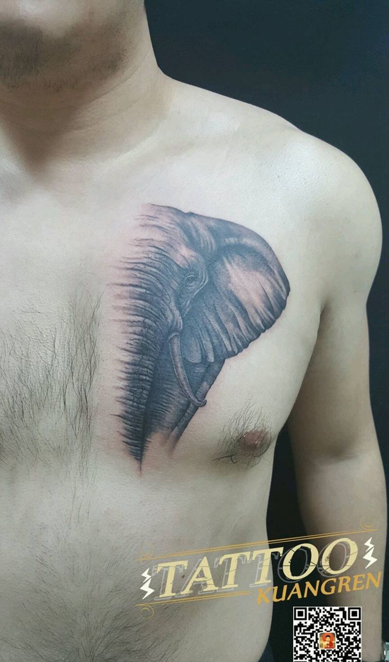 温和的大象纹身图片