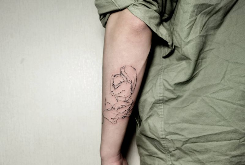 极细小线条纹身图片_几何纹身图案