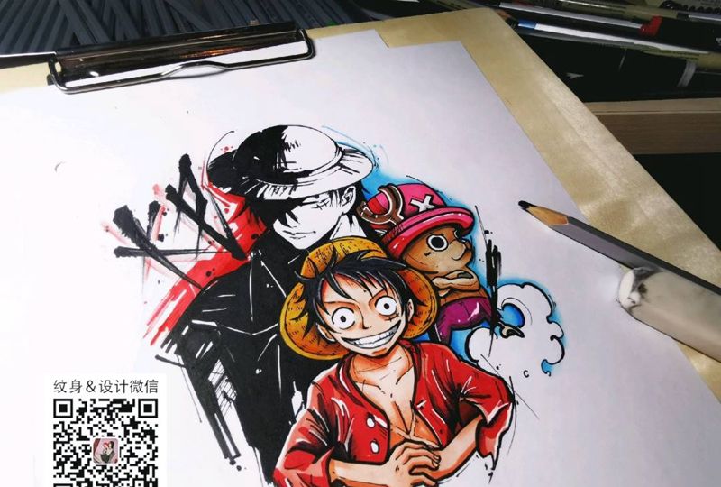 路飞纹身纹身图片_New School纹身图案