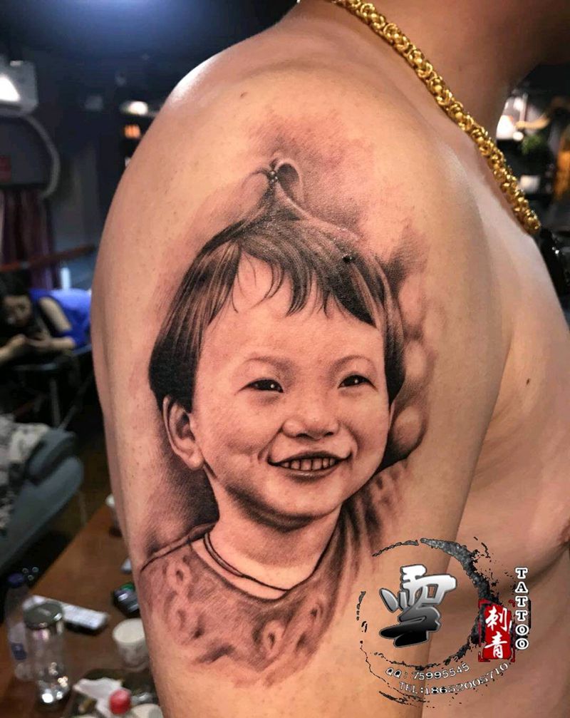 肖像纹身图片_手臂肖像写实人物成品纹身图案