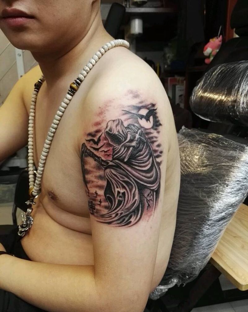 死神纹身图片_手臂传统宗教原创成品纹身图案