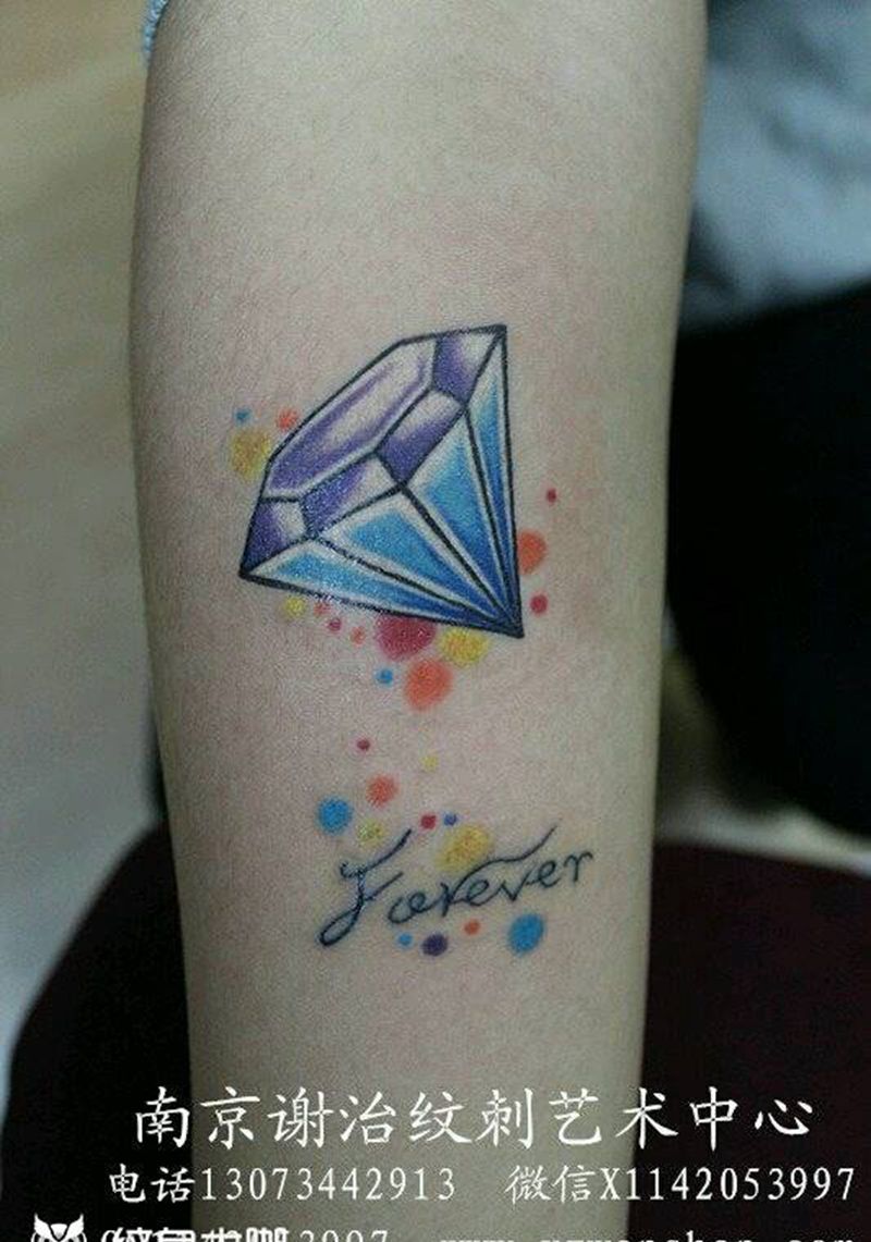 钻石纹身图片_手臂清新静物原创成品纹身图案