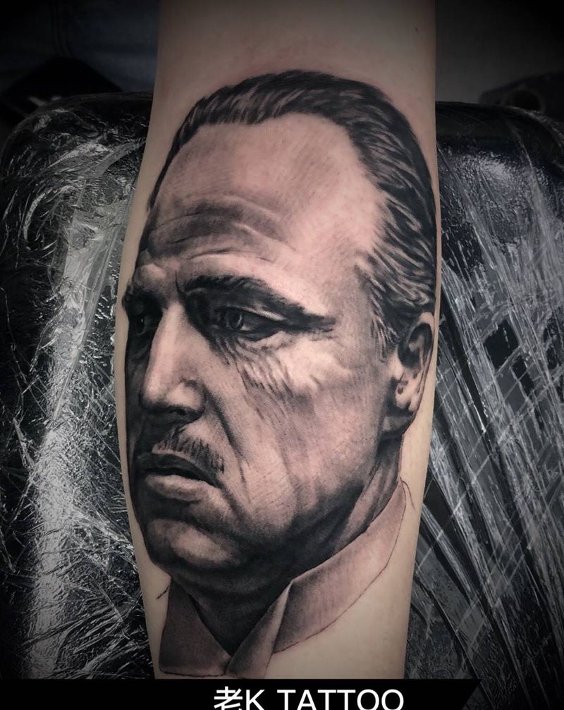 教父纹身图片_手臂欧美写实纹身图案