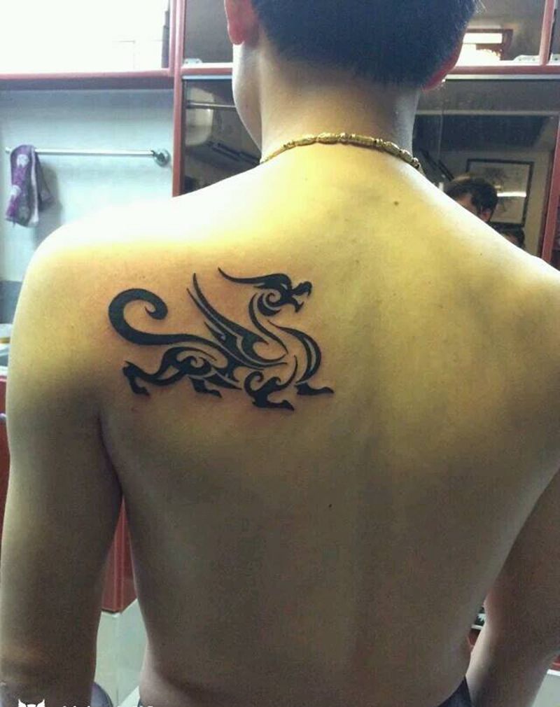 图腾貔貅纹身图片_肩部传统图腾原创成品纹身图案