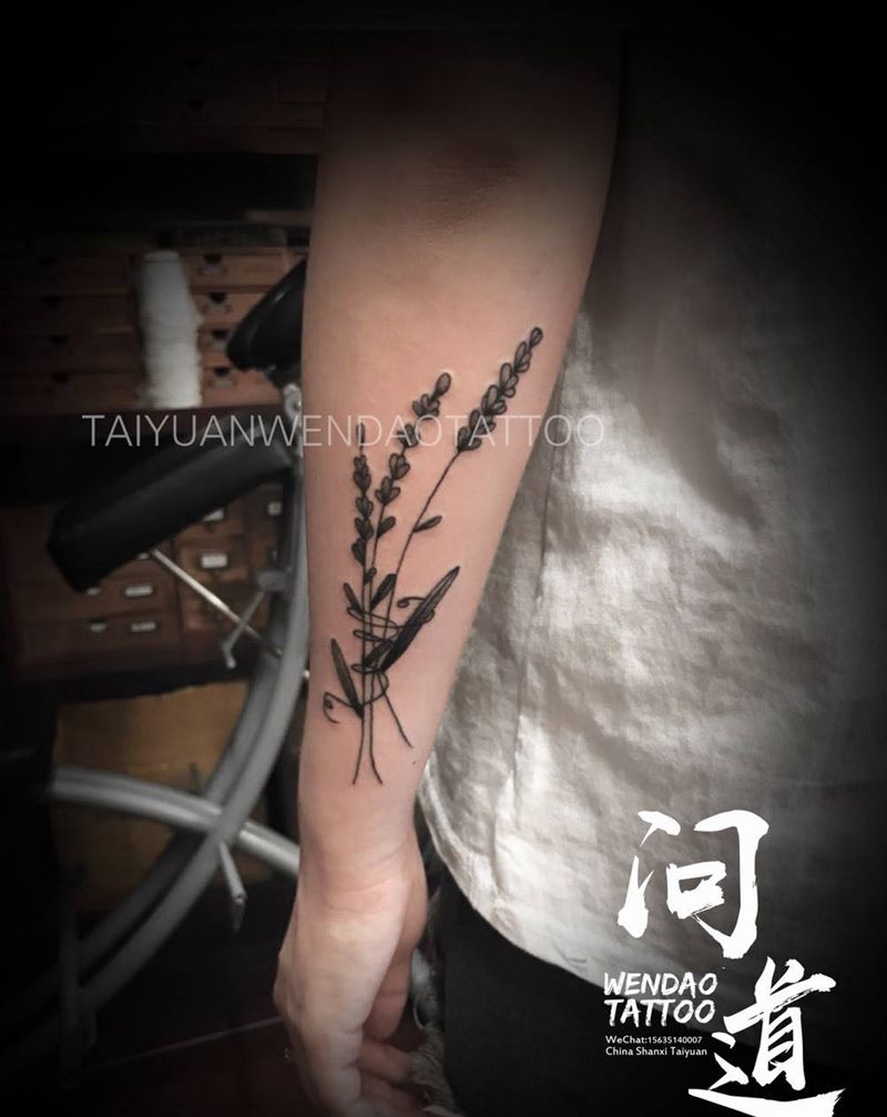 麦穗纹身图片_成品手臂清新植物贴纸情侣纹身图案