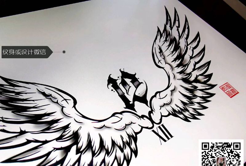 原创花胸纹身图片_花体字纹身图案