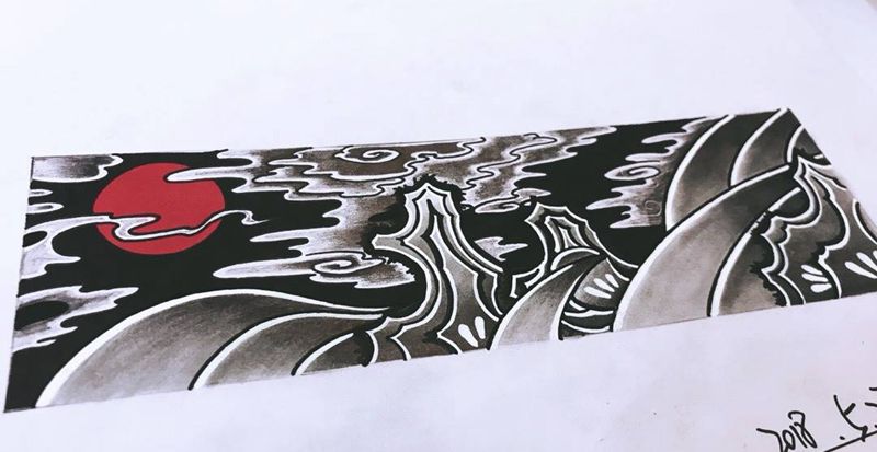 臂环纹身图片_手稿手臂腿部传统习俗原创日式纹身图案