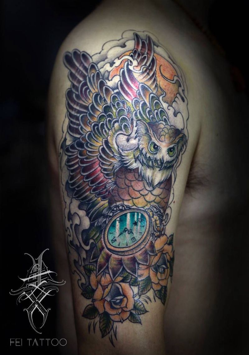 猫头鹰纹身图片