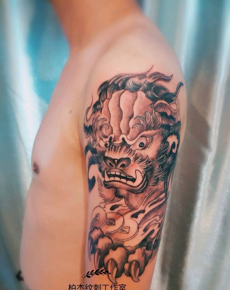 唐狮纹身图片
