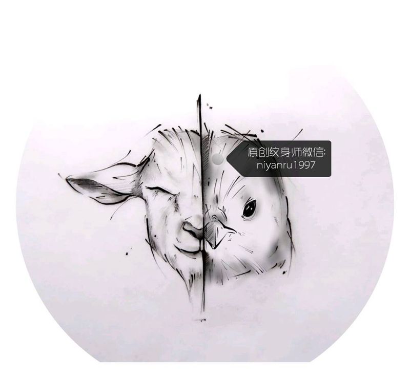 速写风动物纹身纹身图片_几何纹身图案