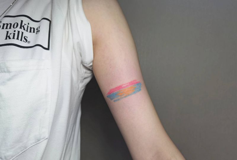 彩色笔触纹身图片_水彩纹身图案