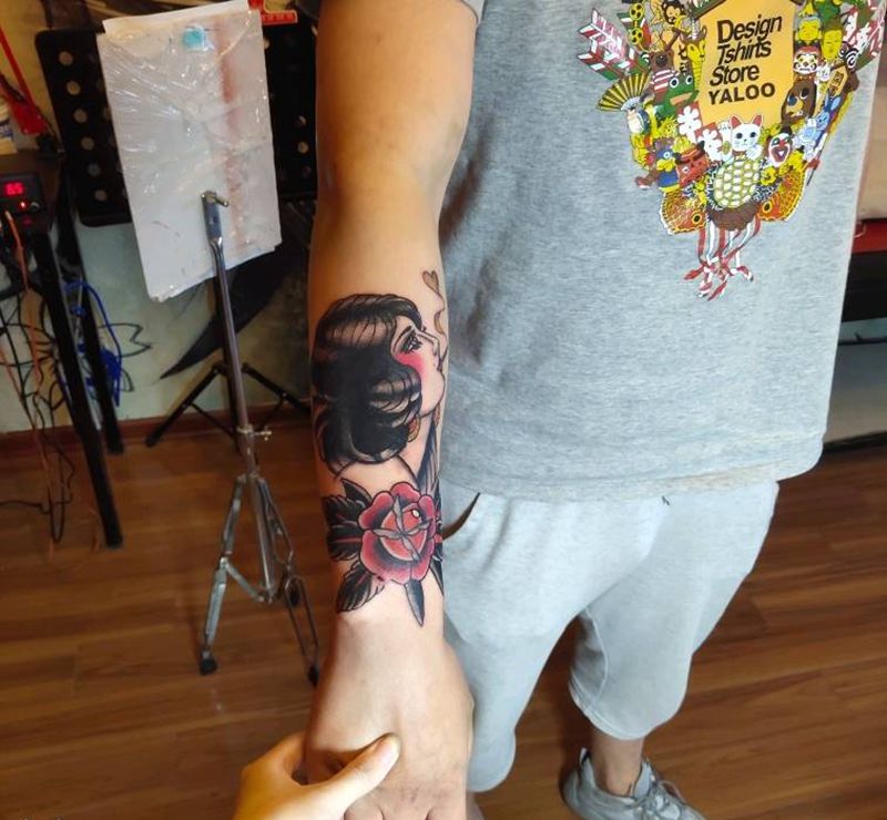 遮盖纹身图片_手臂Old School纹身图案