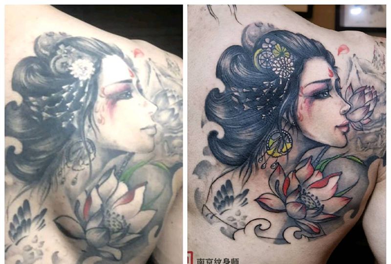 旧纹身修改纹身图片_背部纹身图案