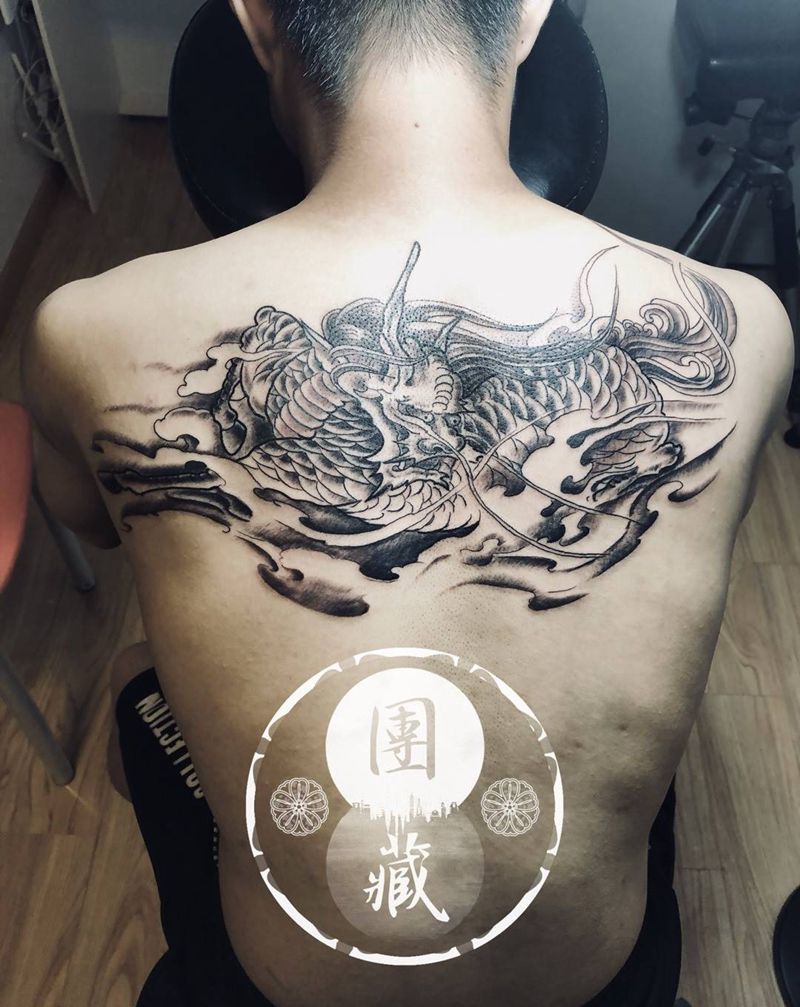 半背麒麟纹身图片