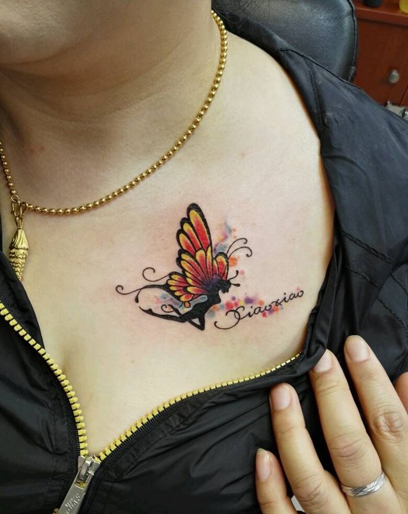 小精灵纹身图片_胸部清新人物宗教原创成品纹身图案