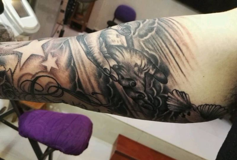 局部纹身图片_手臂欧美宗教原创成品纹身图案