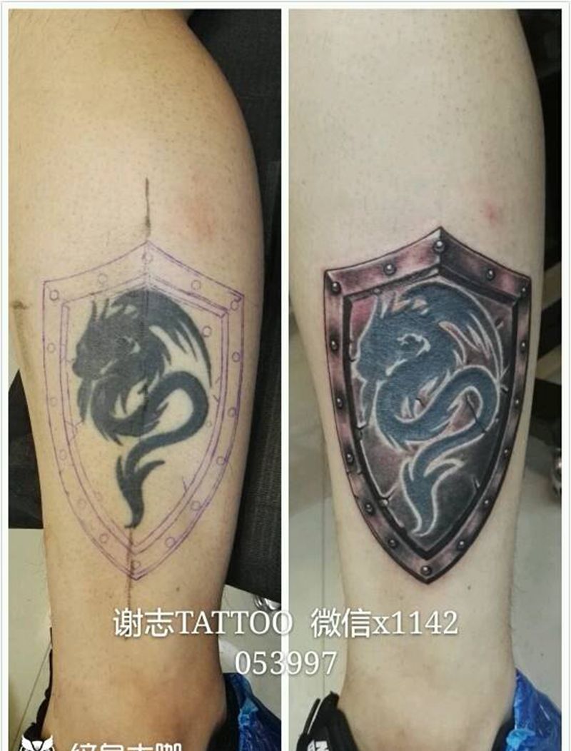旧图修改纹身图片_腿部欧美原创成品纹身图案