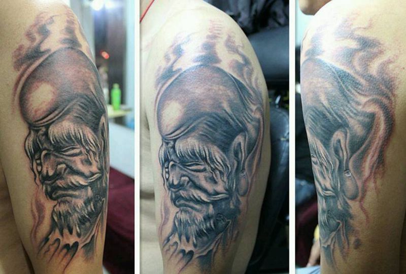达摩纹身图片_手臂传统鬼神宗教原创成品纹身图案