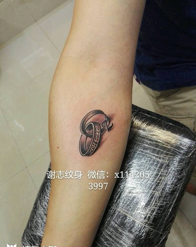 戒指纹身图片_手臂清新原创成品纹身图案