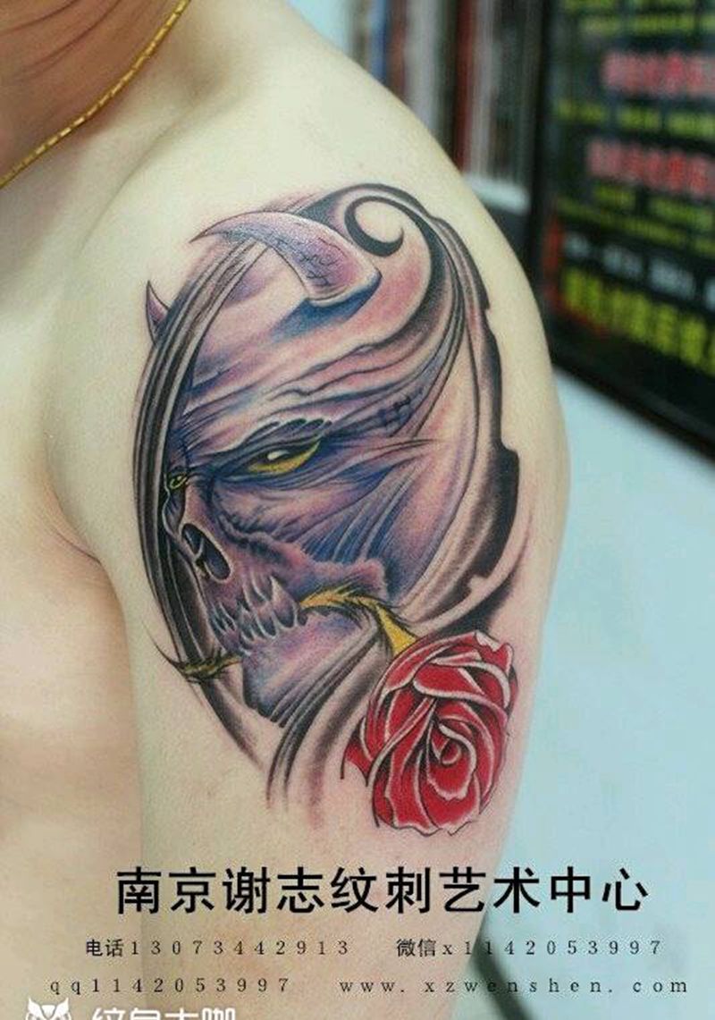 般若纹身图片_手臂传统鬼神宗教原创成品纹身图案