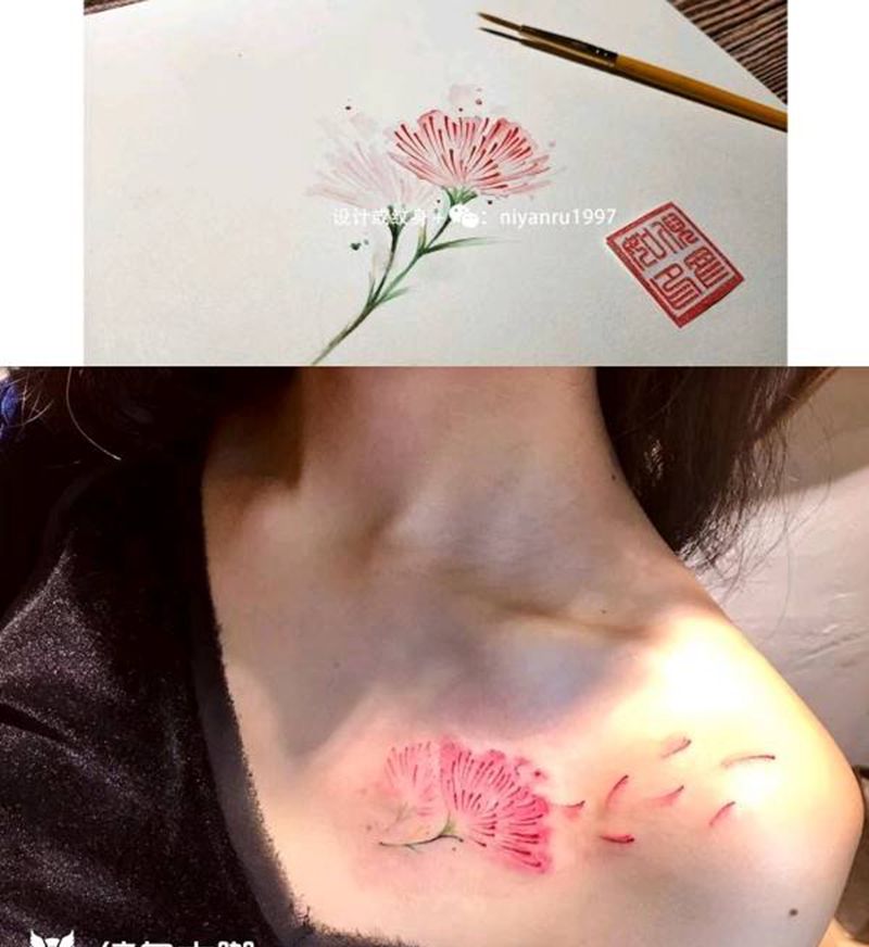 水彩纹身纹身图片_水彩水墨纹身图案