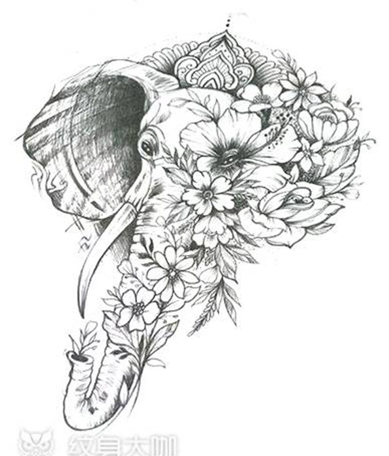 大象纹身图片