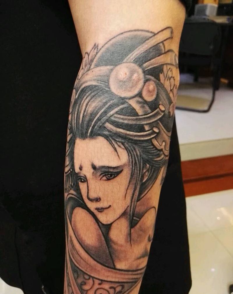 艺妓纹身图片_手臂传统人物宗教原创成品纹身图案