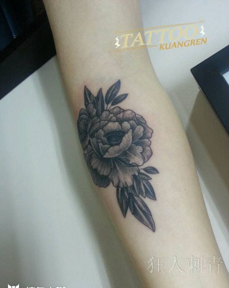 点刺牡丹纹身图片