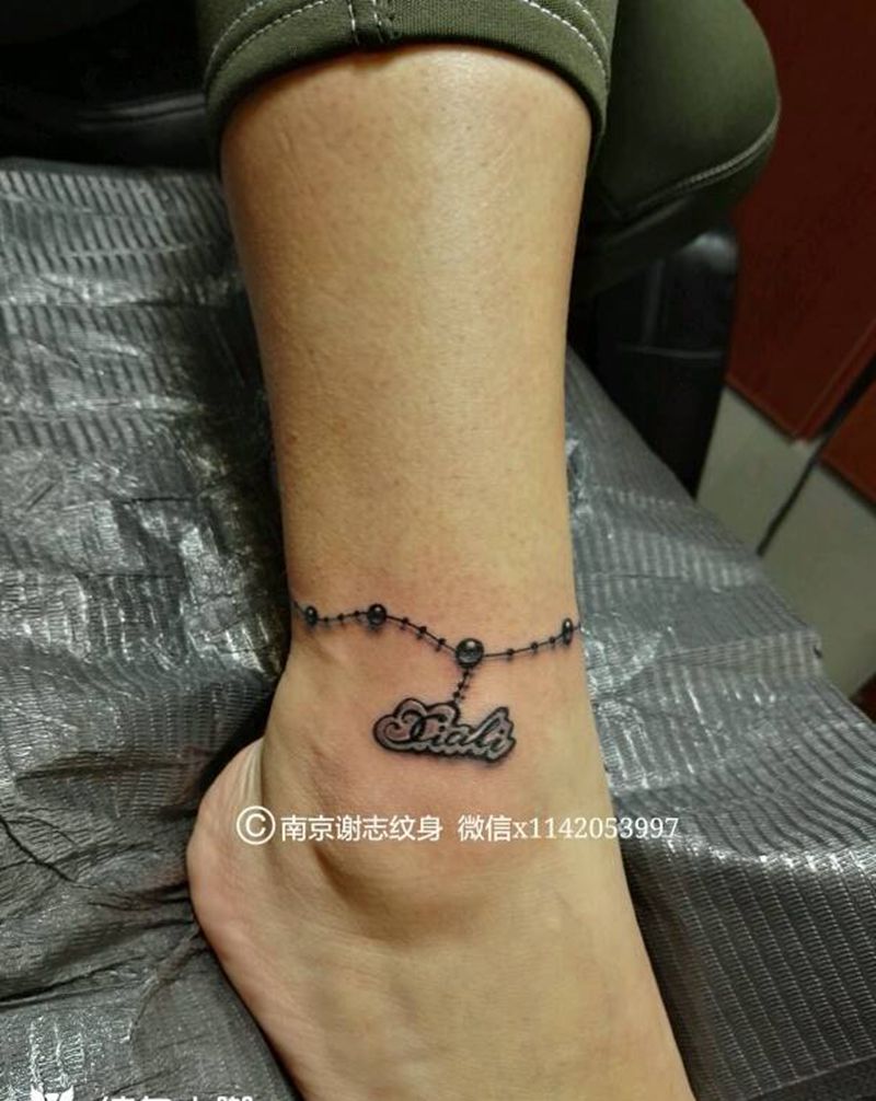 脚链纹身图片